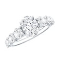 thumbnail image 1 of Rosec Jewels Certified Oval Cut Moissanite Solitaire Ring with Side Stones, 925 Sterling Silver, US 4.00, 1 of 9