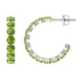 thumbnail image 1 of Rosec Jewels 2.75 CT Round Shape Peridot Earrings, August Birthstone Half Hoop Earrings, 14K White Gold, 1 of 8