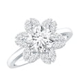thumbnail image 1 of Rosec Jewels - Certified Moissanite Floral Engagement Ring, Moissanite Ring with Halo for Women, 925 Sterling Silver, US 9.00, 1 of 8