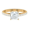thumbnail image 1 of Rosec Jewels 2 CT Four Prong Set Solitaire Moissanite Ring with Surface Prong Set Side Stones, 10K Yellow Gold, US 9.00, 1 of 9