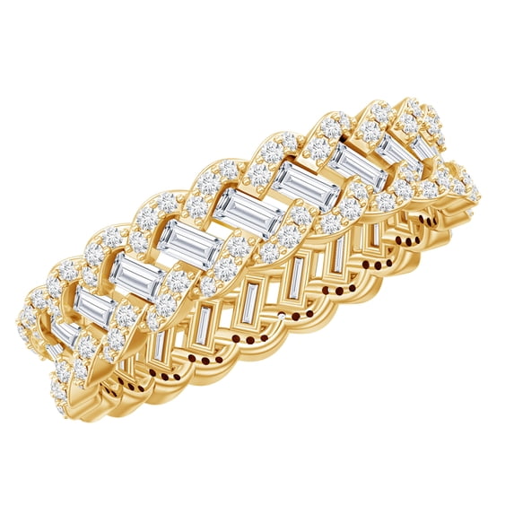 Certified Moissanite Anniversary Eternity Band Ring, 18K Yellow Gold, US 7.00