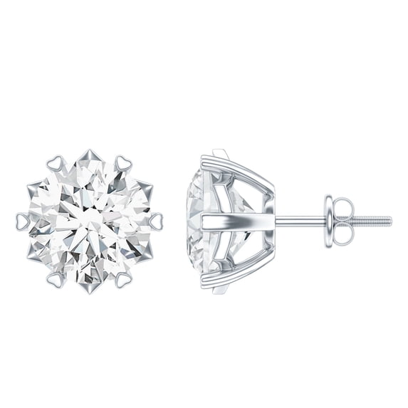 Rosec Jewels - 2 Carat Diamond Earrings - 7 mm Round Solitaire Studs (EF-VS Grade Lab Grown Diamond) - Anniversary Gift, 10K White Gold