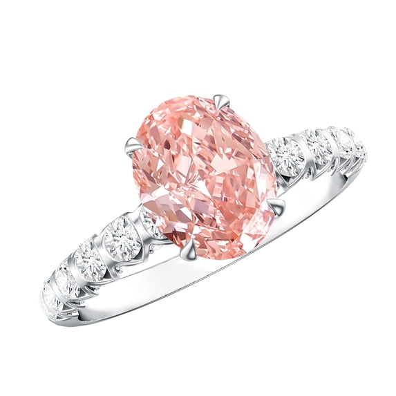 Rosec Jewels 2 Carat Fancy Pink Lab Grown Diamond IGI Certified Engagement Ring - VS1 Clarity, 925 Sterling Silver, US 4.00