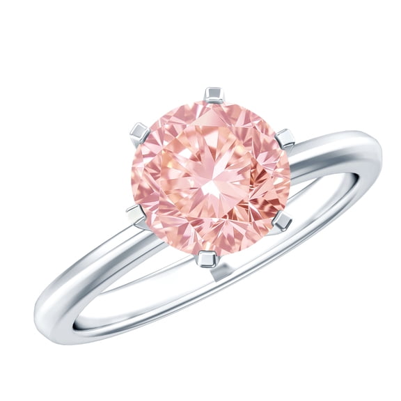 Rosec Jewels 2 Carat IGI Certified Fancy Pink Lab Grown Diamond Solitaire Ring - VS1 Clarity, 925 Sterling Silver, US 4.00