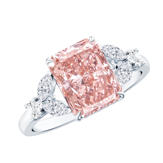 Rosec Jewels 2 Carat IGI Certified Lab Grown Pink Diamond Radiant Cut Engagement Ring (VS1 Grade), 925 Sterling Silver, US 4.00