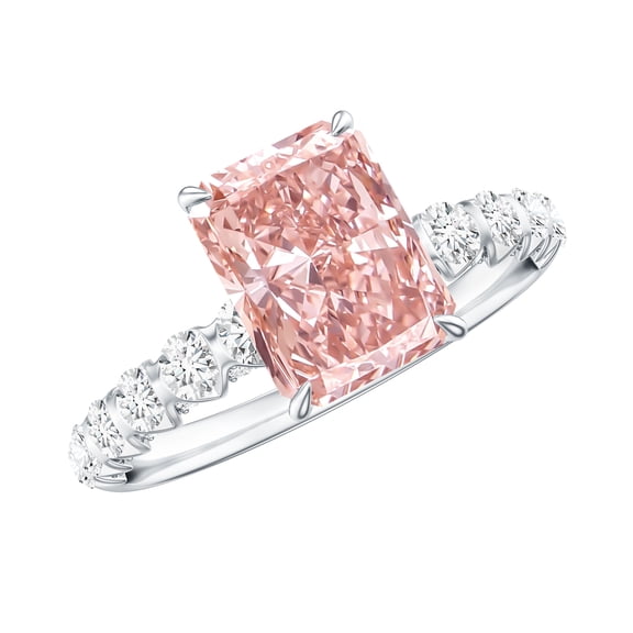 Rosec Jewels 2 Carat IGI Certified Lab Grown Pink Radiant Cut Diamond Engagement Ring - VS1 Grade, 925 Sterling Silver, US 4.00