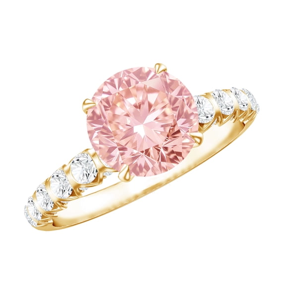 Rosec Jewels 2 Carat IGI Certified Lab Grown Pink and White Diamond Engagement Ring - VS1 Grade, 18K Yellow Gold, US 7.00