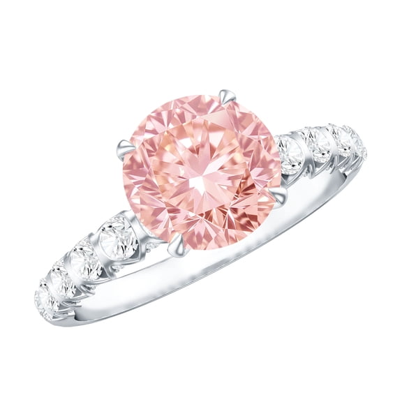Rosec Jewels 2 Carat IGI Certified Lab Grown Pink and White Diamond Engagement Ring - VS1 Grade, 925 Sterling Silver, US 4.00