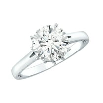 Rosec Jewels - 2 Carat Lab Diamond Engagement Ring - 8 mm Round Diamond Solitaire Ring (Ef-VS Quality), 925 Sterling Silver, US 4.00