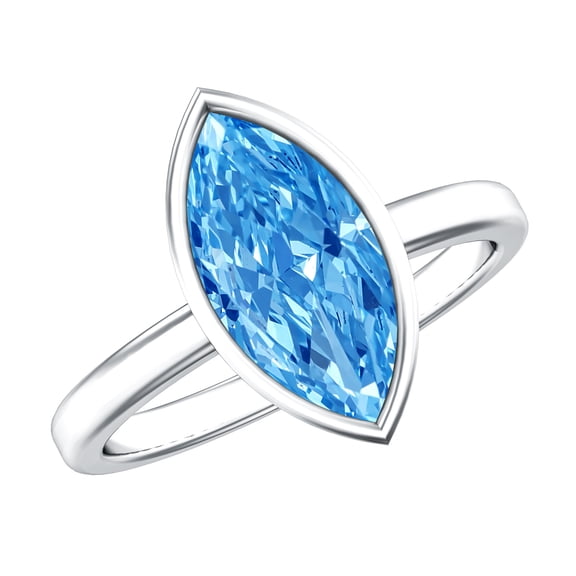 Rosec Jewels 2 Carat Lab Grown Diamond Blue Engagement Ring - IGI Certified - VS1 Grade - Marquise Diamond Ring for Women, 925 Sterling Silver, US 4.00