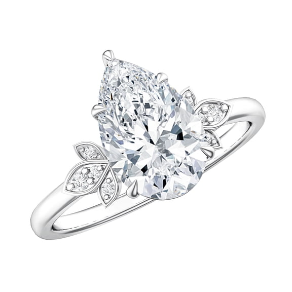 Rosec Jewels 2 Carat Lab Grown Diamond Pear Shaped Engagement Ring (IGI Certified) - E-VS1 Grade, 925 Sterling Silver, US 4.00