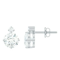 Rosec Jewels - 2 Carat Lab Grown Diamond Stud Earrings for Women - 6 mm Round - EF-VS Grade - Ready to Gift, 925 Sterling Silver