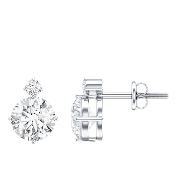 Rosec Jewels - Lab Grown Diamond Stud Earrings for Women - 1.9 Carat - EF-VS Grade - Ready to Gift, 925 Sterling Silver
