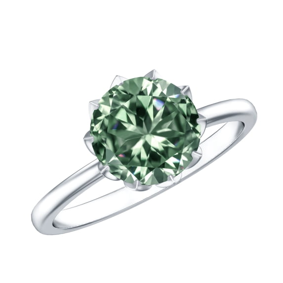 Rosec Jewels 2 Carat Lab Grown Green Diamond Engagement Ring - IGI Certified Green Diamond Ring (VS1 Grade) - with Jewelry Box, 925 Sterling Silver, US 4.00