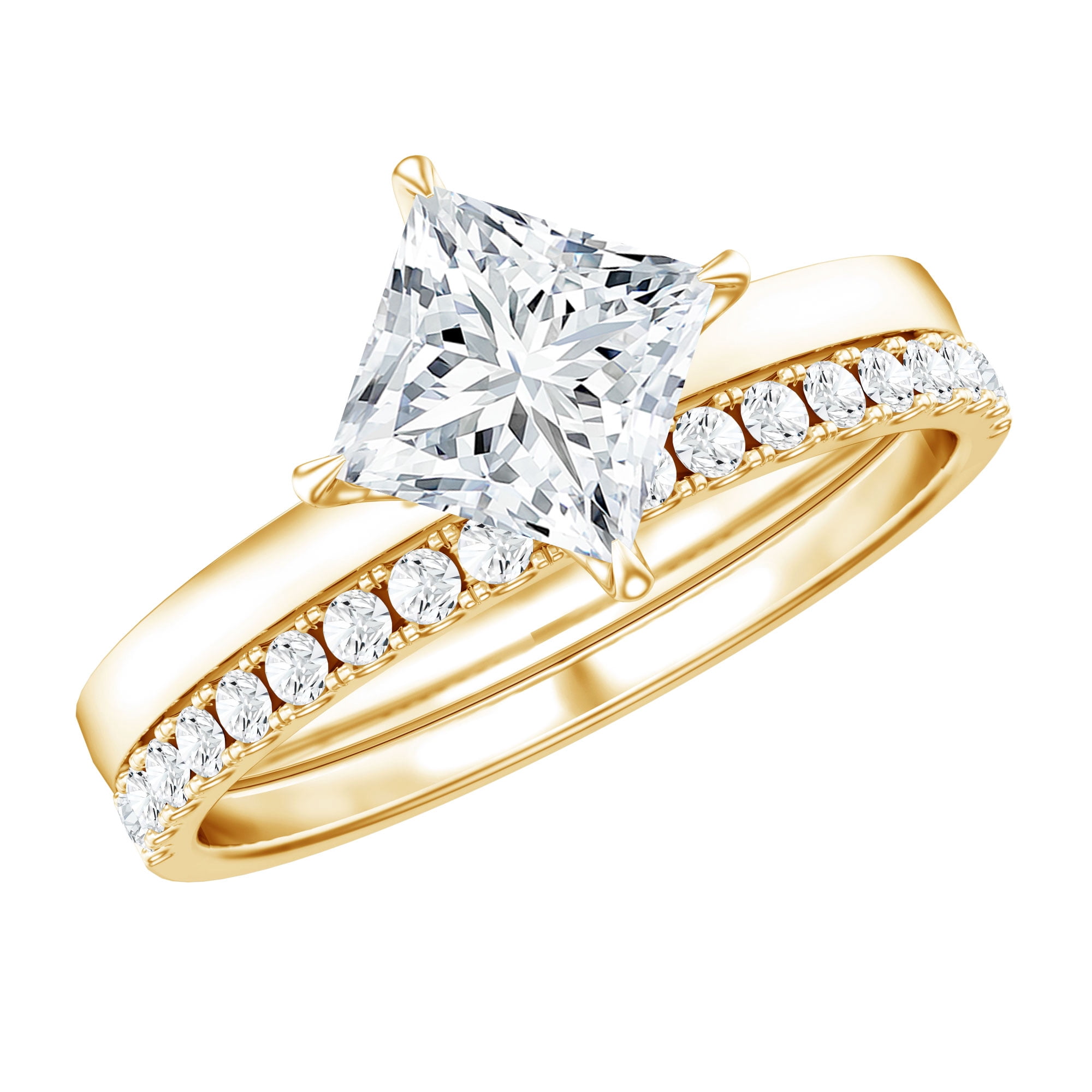 Large Yellow Lab Rosec Jewels 2 Carat Princess Cut IGI Certified Lab Grown Diamond ...