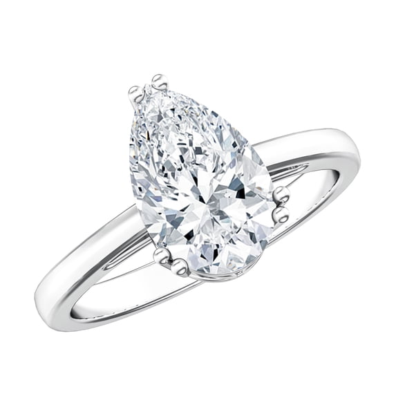 Rosec Jewels 2 Ct IGI Certified Lab Grown Diamond Pear Shaped Engagement Ring - E-VS1 Quality, 10K White Gold, US 4.50