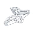 thumbnail image 1 of Rosec Jewels 2 Stone Diamond Ring - Bypass Engagement Ring (5x7 mm Oval and Pear Lab Grown Diamond), 925 Sterling Silver, US 4.00, 1 of 6