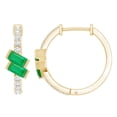 thumbnail image 1 of Rosec Jewels Baguette Emerald Hoop Earrings - AAA Quality - Natural Emerald Diamond Earrings for Women - with Jewelry Box, 14K Yellow Gold, 1 of 7