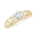 thumbnail image 1 of Rosec Jewels Moissanite Engagement Ring 1 ct - Vintage Style Ring - 6 mm Round Ring for Women (D-VS1 Quality), 14K Yellow Gold, US 5.50, 1 of 6