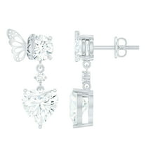 Rosec Jewels 3.50 CT Dangle and Drop Earrings for Women with Moissanite, 925 Sterling Silver