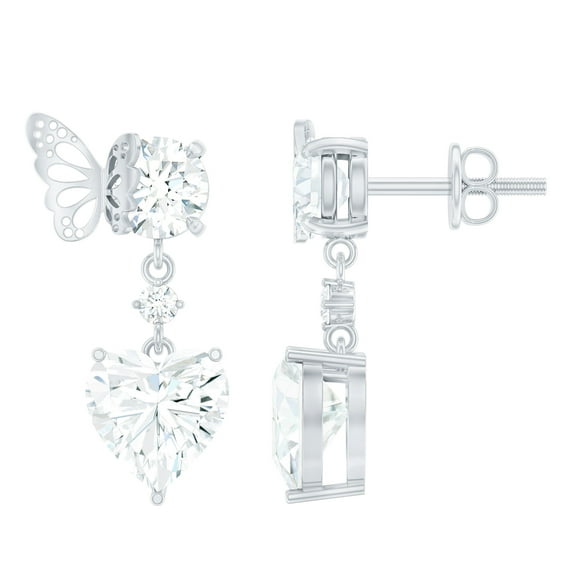 Rosec Jewels 3.50 CT Dangle and Drop Earrings for Women with Moissanite, 925 Sterling Silver