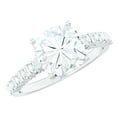 thumbnail image 1 of Rosec Jewels Certified Moissanite Engagement Ring Cushion 3 Carat - 8 mm - Side Stone Ring - D-VS1 Grade Certified, 925 Sterling Silver, US 4.00, 1 of 5