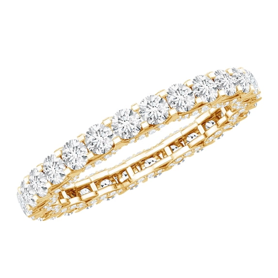 Rosec Jewels Certified Moissanite Full Eternity Ring for Women - D-VS1 Quality - Moissanite Wedding Band Ring with Jewelry Box, 18K Yellow Gold, US 5.00