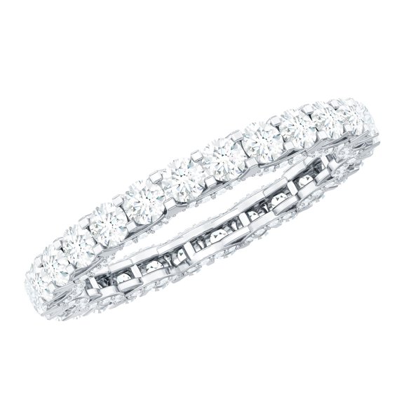 Rosec Jewels 2.8 CT Moissanite Full Eternity Ring, Genuine Moissanite Eternity Ring, Round Moissanite Ring for Women, 925 Sterling Silver, US 4.00