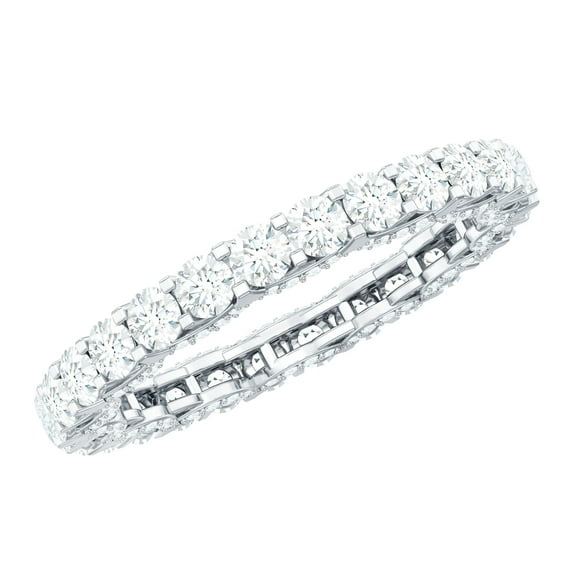 Rosec Jewels 3 CT Moissanite Full Eternity Ring, Genuine Moissanite Eternity Ring, Round Moissanite Ring for Women, 925 Sterling Silver, US 4.00