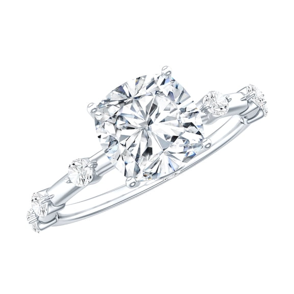 Rosec Jewels 3 Carat Cushion Cut Moissanite Engagement Ring 925 Silver Hallmark (D-VS1 Quality) - Halloween Jewelry, US 5.00