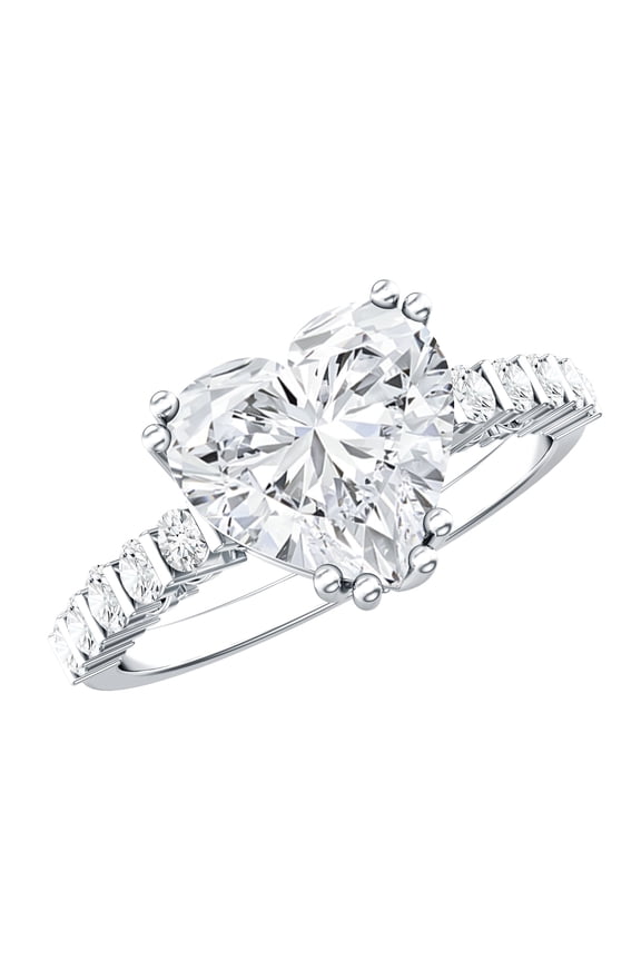3 Carat IGI Certified Lab Grown Diamond Heart Engagement Ring - Big Diamond Solitaire Ring for Women - E-VS1 Quality, 18K White Gold, US 5.00