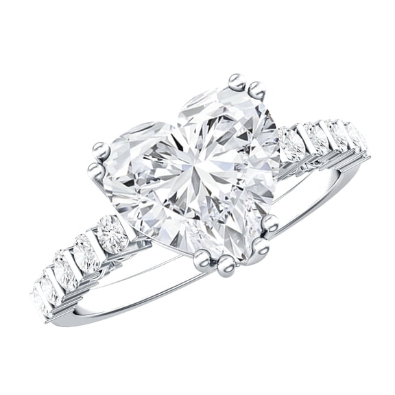 Rosec Jewels 3 Carat IGI Certified Lab Grown Diamond Heart Engagement Ring - Big Diamond Solitaire Ring for Women - E-VS1 Quality, 925 Sterling Silver, US 4.00