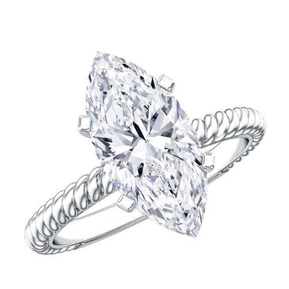 Rosec Jewels 3 Carat IGI Certified Lab Grown Diamond Marquise Engagement Ring - Big Diamond Ring for Women - E-VS1 Quality, 925 Sterling Silver, US 4.00