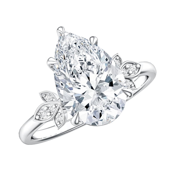 Rosec Jewels 3 Carat IGI Certified Lab Grown Diamond Pear Shaped Engagement Ring (E-VS1 Quality), 925 Sterling Silver, US 4.00
