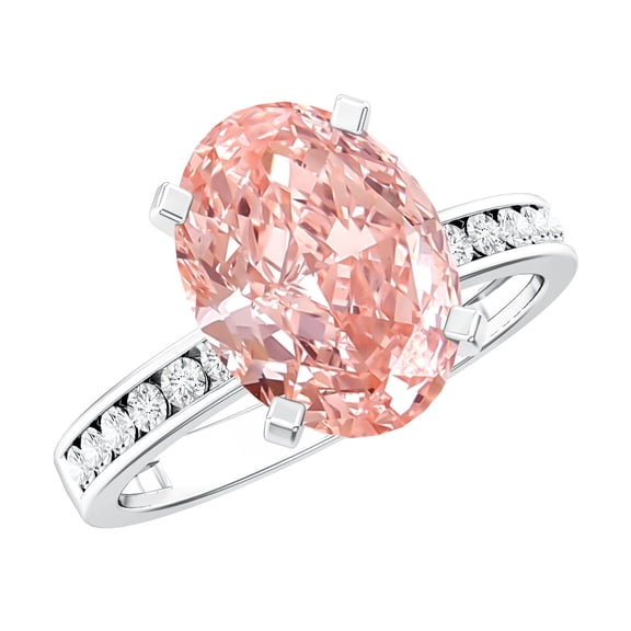 Rosec Jewels 3 Carat IGI Certified Lab Grown Diamond Pink Engagement Ring for Women (VS1 Grade), 925 Sterling Silver, US 4.00