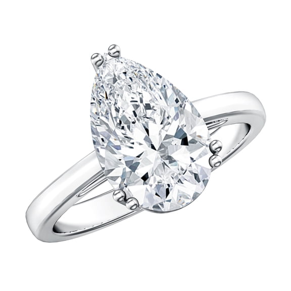 Rosec Jewels 3 Carat IGI Certified Lab Grown Diamond Teardrop Engagement Ring - E-VS1 Quality, 925 Sterling Silver, US 4.00