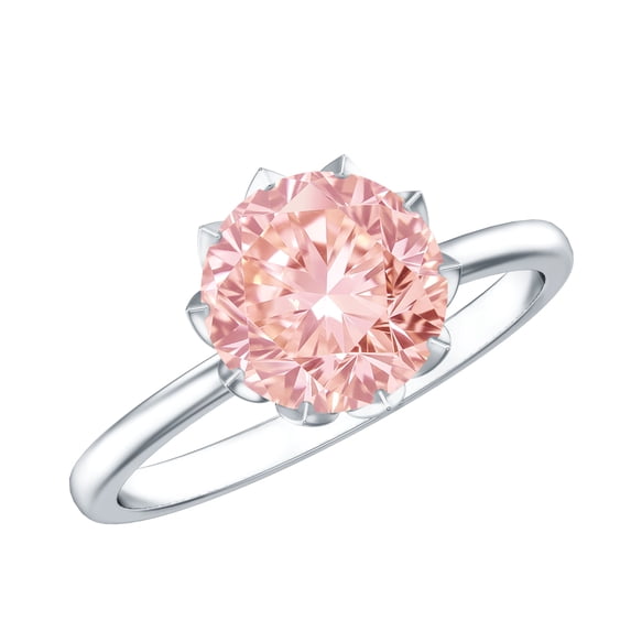 Rosec Jewels 3 Carat IGI Certified Lab Grown Pink Diamond Engagement Ring - VS1 Clarity, 14K White Gold, US 3.00