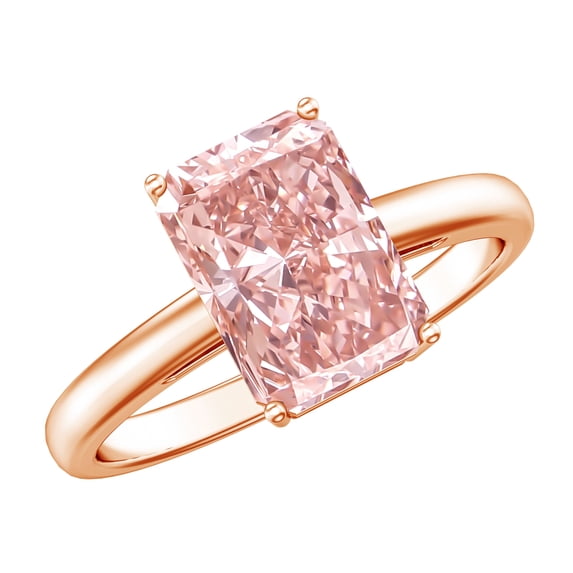 Rosec Jewels 3 Carat IGI Certified Lab Grown Pink Diamond Radiant Cut Engagement Ring (VS1 Grade), 14K Rose Gold, US 6.00