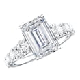 thumbnail image 1 of Rosec Jewels 3 Carat Lab Grown Diamond Emerald Cut Engagement Ring with Side Stones - IGI Certified - E-VS1 Quality, 925 Sterling Silver, US 4.00, 1 of 8