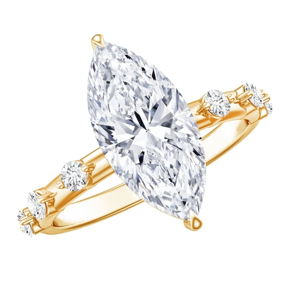 Rosec Jewels 3 Carat Lab Grown Diamond Solitaire Engagement Ring - IGI Certified Marquise Diamond Ring for Women - E-VS1 Quality, 14K Yellow Gold, US 4.50