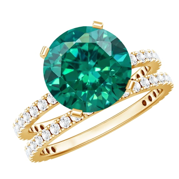 Rosec Jewels 3 Carat Lab Grown Emerald Wedding Bridal Ring Set for ...