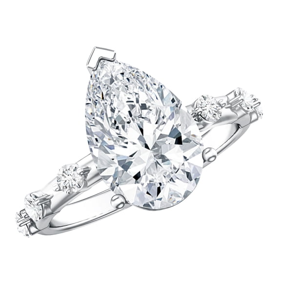 Rosec Jewels 3 Ct IGI Certified Lab Grown Diamond Engagement Ring (E-VS1 Grade) - Teardrop Ring, 925 Sterling Silver, US 4.00