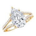 thumbnail image 1 of Rosec Jewels 3 Ct IGI Certified Lab Grown Diamond Pear Engagement Ring (E-VS1 Quality) - Split Shank Ring, 14K Yellow Gold, US 4.00, 1 of 9
