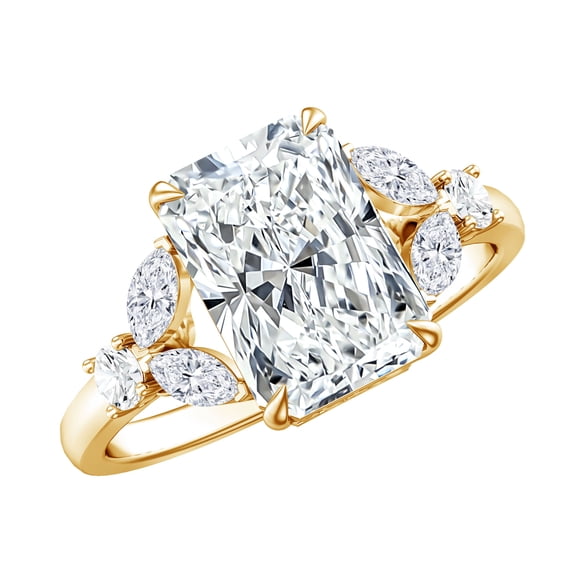 Rosec Jewels 3 Ct IGI Certified Lab Grown Diamond Radiant Cut Engagement Ring - E-VS1 Grade, 14K Yellow Gold, US 5.50
