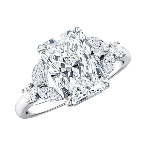 Rosec Jewels 3 Ct IGI Certified Lab Grown Diamond Radiant Cut Engagement Ring - E-VS1 Grade, 18K White Gold, US 11.00