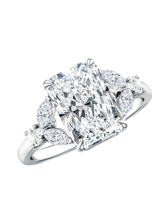 3 Ct IGI Certified Lab Grown Diamond Radiant Cut Engagement Ring - E-VS1 Grade, 925 Sterling Silver, US 10.00
