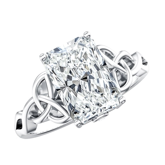 Rosec Jewels 3 Ct IGI Certified Lab Grown Diamond Radiant Cut Engagement Ring with Knot - E-VS1 Grade, 18K White Gold, US 4.50