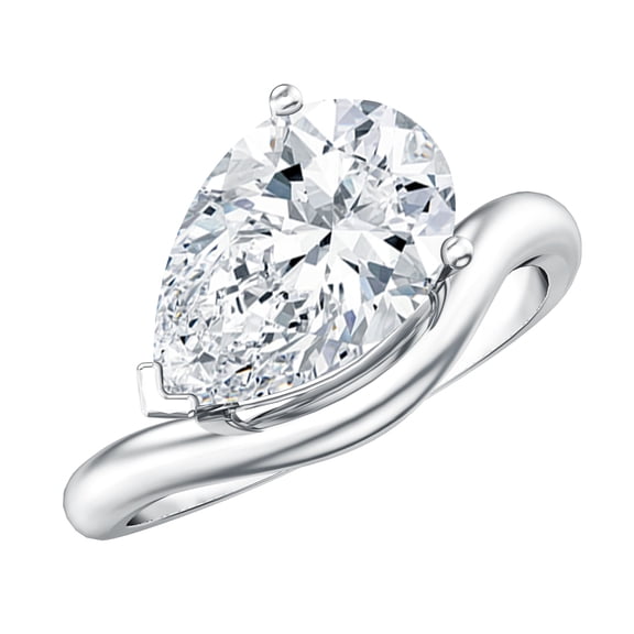 Rosec Jewels 3 Ct IGI Certified Pear Shape Lab Grown Diamond East West Engagement Ring (E-VS1 Quality), 925 Sterling Silver, US 4.00