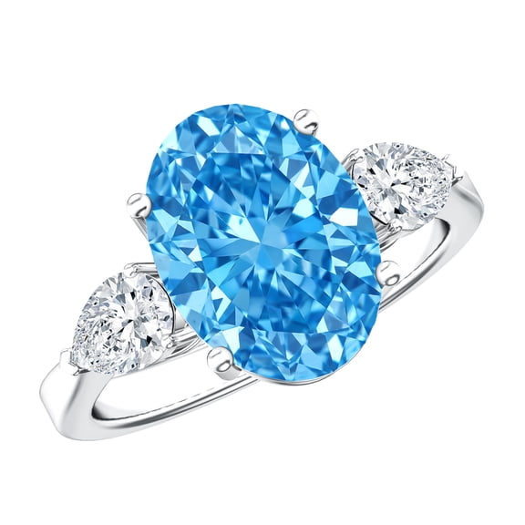 Rosec Jewels 3 Ct Lab Grown Blue Diamond IGI Certified Engagement Ring - VS1 Grade - Statement Ring for Women, 925 Sterling Silver, US 4.00