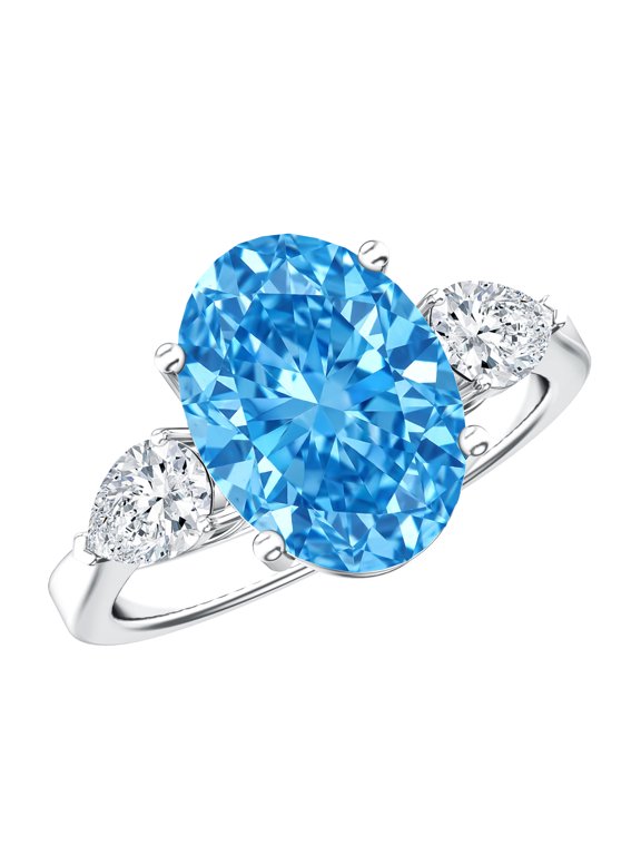 3 Ct Lab Grown Blue Diamond IGI Certified Engagement Ring - VS1 Grade - Statement Ring for Women, 925 Sterling Silver, US 4.00